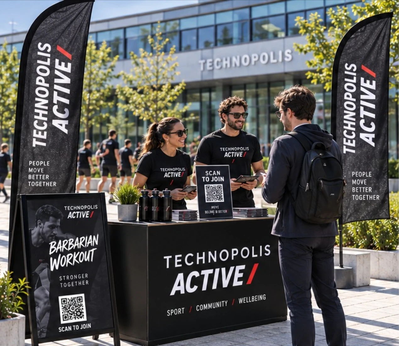 Technopolis Active concept of a welcome event connecting people on campus