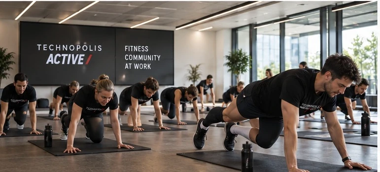 Technopolis Active concept showing a group wellbeing session